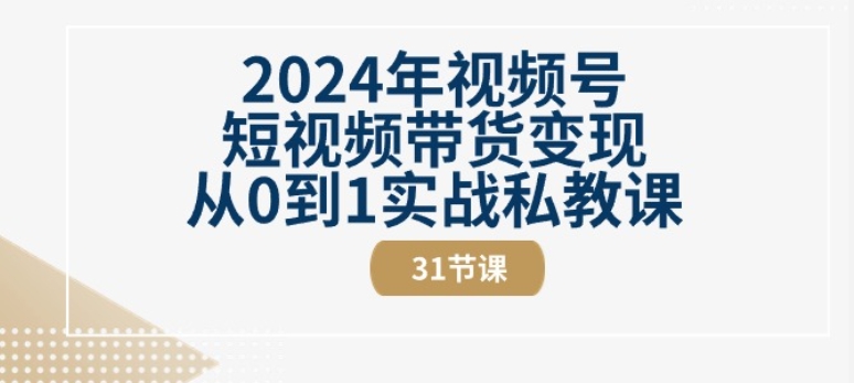 图片[1]-2024年视频号短视频带货变现从0到1实战私教课(31节视频课)-大松资源网