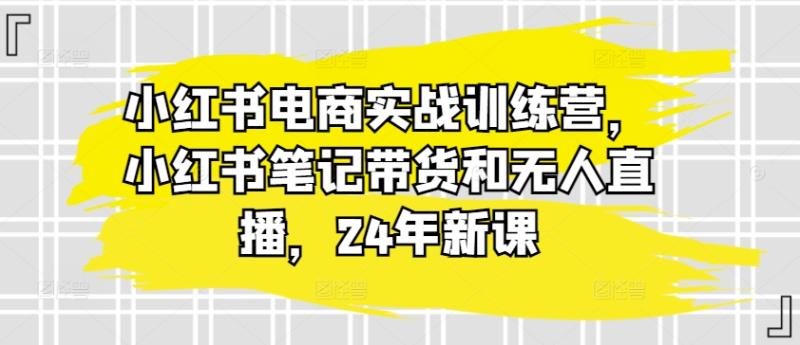 图片[1]-小红书电商实战训练营，小红书笔记带货和无人直播，24年新课-大松资源网