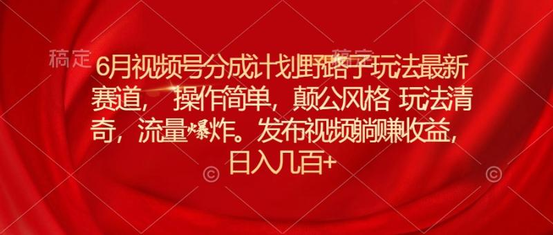 图片[1]-（11040期）6月视频号分成计划野路子玩法最新赛道操作简单，颠公风格玩法清奇，流…-大松资源网