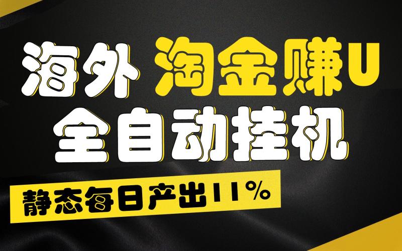 图片[1]-海外淘金赚U，全自动挂机，静态每日产出11%，拉新收益无上限，轻松日入1万+-大松资源网