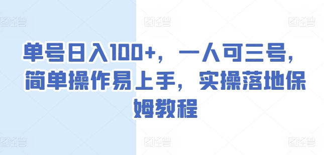 图片[1]-单号日入100+，一人可三号，简单操作易上手，实操落地保姆教程-大松资源网