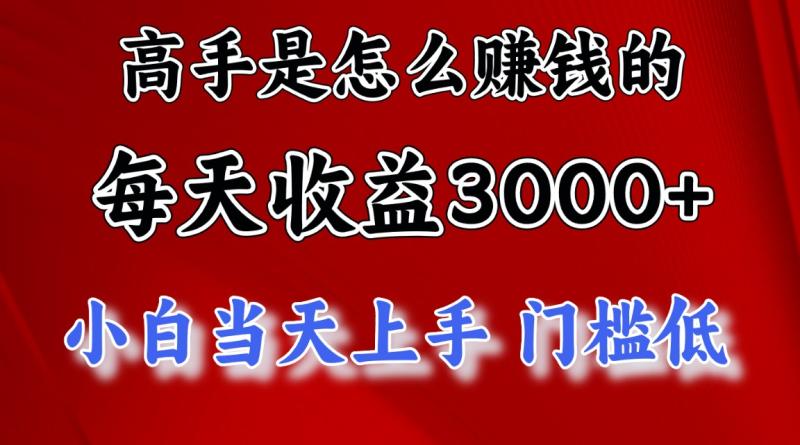 图片[1]-（11228期）高手是怎么赚钱的，一天收益3000+ 这是穷人逆风翻盘的一个项目，非常…-大松资源网