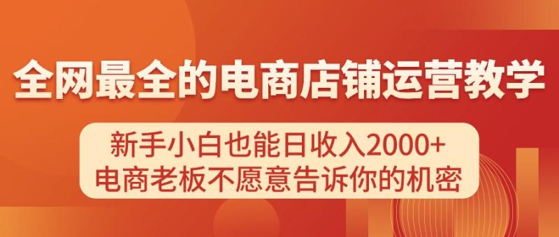 图片[1]-（11266期）电商店铺运营教学，新手小白也能日收入2000+，电商老板不愿意告诉你的机密-大松资源网