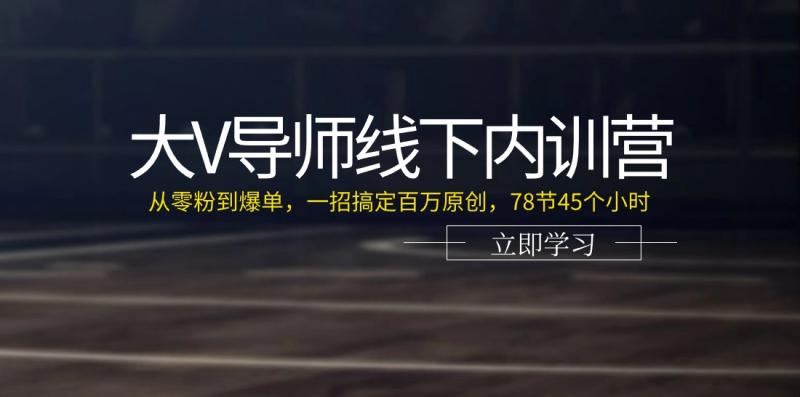 图片[1]-大V导师线下内训营：从零粉到爆单，一招搞定百万原创（78节45个小时）-大松资源网