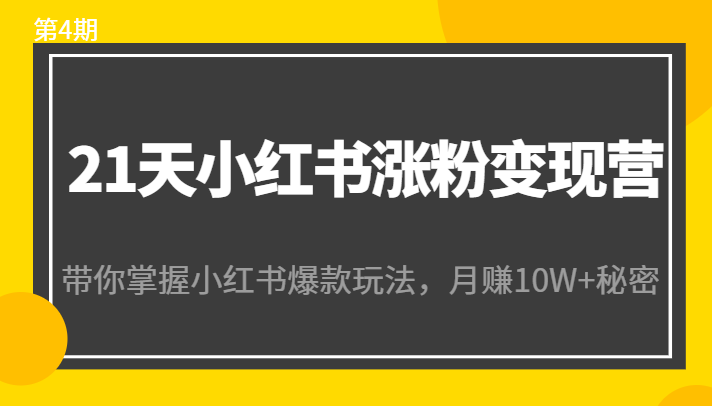 图片[1]-21天小红书涨粉变现营（第4期）：带你掌握小红书爆款玩法，月赚10W+秘密-大松资源网