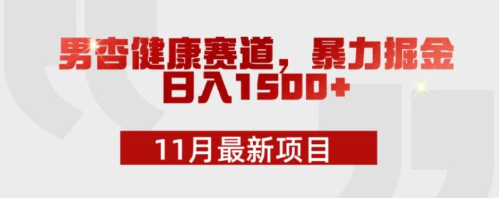 图片[1]-11月最新项目，男杏健康赛道，暴力掘金，日入1500+-大松资源网