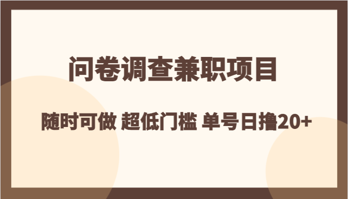 图片[1]-问卷调查兼职项目，随时可做 超低门槛 单号日撸20+-大松资源网