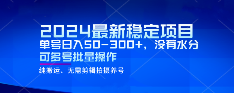 图片[1]-2024最新稳定风口项目，单号日入50-300+，没有水分 可多号批量操作-大松资源网