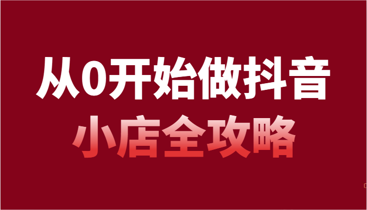 图片[1]-从0开始做抖音小店全攻略，抖音开店全步骤详细解说（54节课）-大松资源网