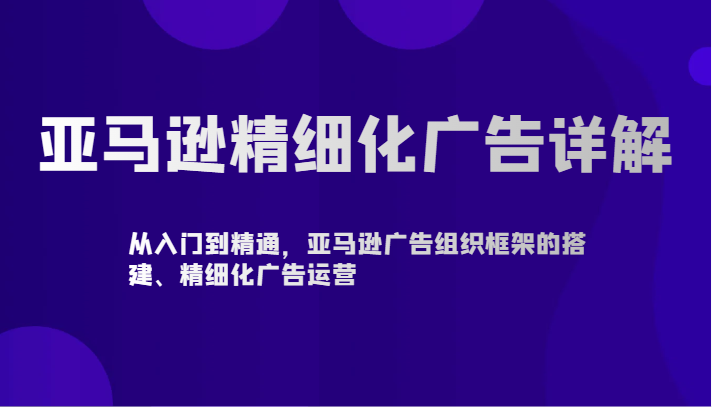 图片[1]-亚马逊精细化广告详解-从入门到精通，亚马逊广告组织框架的搭建、精细化广告运营-大松资源网