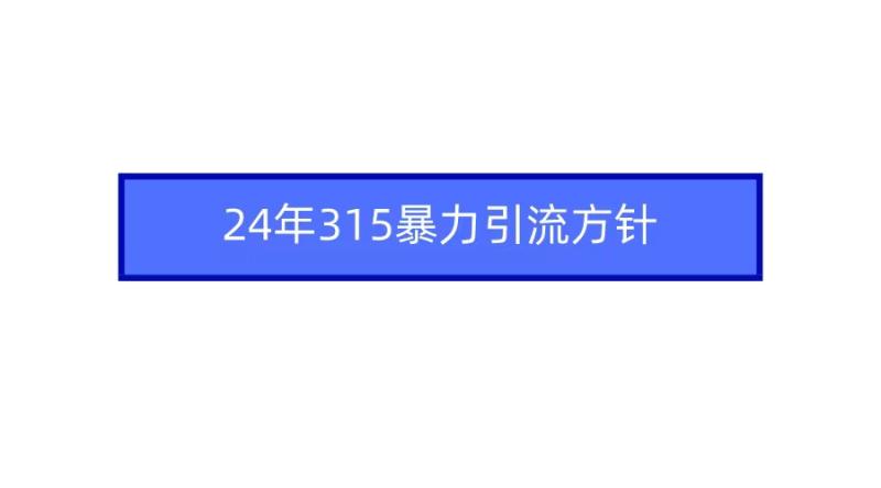 图片[1]-（9398期）2024年315暴力引流方针-大松资源网