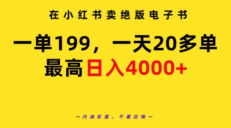 图片[1]-（9401期）在小红书卖绝版电子书，一单199 一天最多搞20多单，最高日入4000+教程+资料-大松资源网