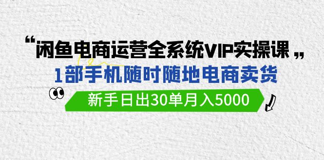 图片[1]-（9547期）闲鱼电商运营全系统VIP实战课，1部手机随时随地卖货，新手日出30单月入5000-大松资源网