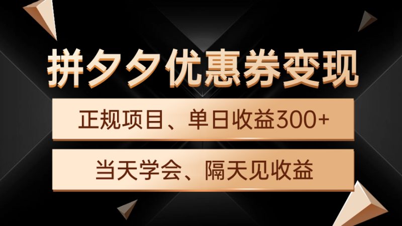 图片[1]-（9749期）拼夕夕优惠券变现，单日收益300+，手机电脑都可操作-大松资源网