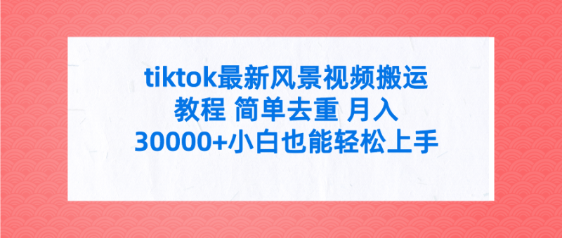 图片[1]-（9804期）tiktok最新风景视频搬运教程 简单去重 月入30000+附全套工具-大松资源网