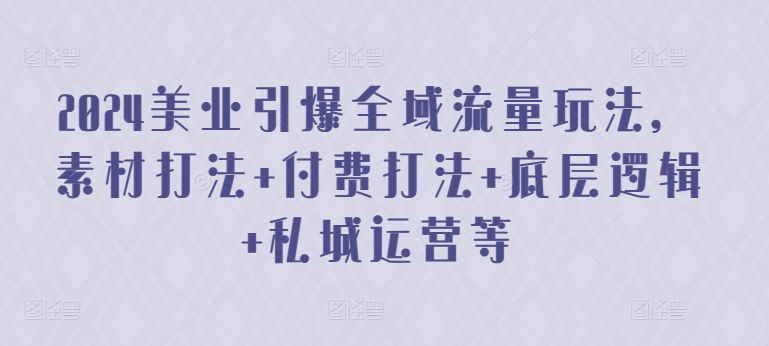 图片[1]-2024美业引爆全域流量玩法，素材打法 付费打法 底层逻辑 私城运营等-大松资源网