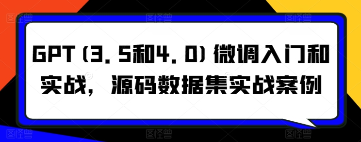 图片[1]-GPT(3.5和4.0)微调入门和实战，源码数据集实战案例-大松资源网