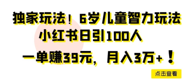 图片[1]-独家玩法，6岁儿童智力玩法，小红书日引100人-大松资源网