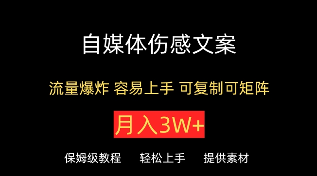 图片[1]-自媒体伤感文案，流量爆炸，容易上手，可复制可矩阵，月入3W+-大松资源网