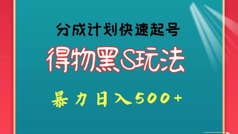 图片[1]-得物黑S玩法 分成计划起号迅速 暴力日入500+-大松资源网