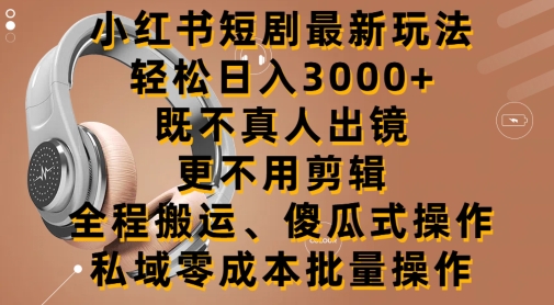 图片[1]-小红书短剧最新玩法，轻松日入3000+，既不真人出镜，更不用剪辑，全程搬运-大松资源网