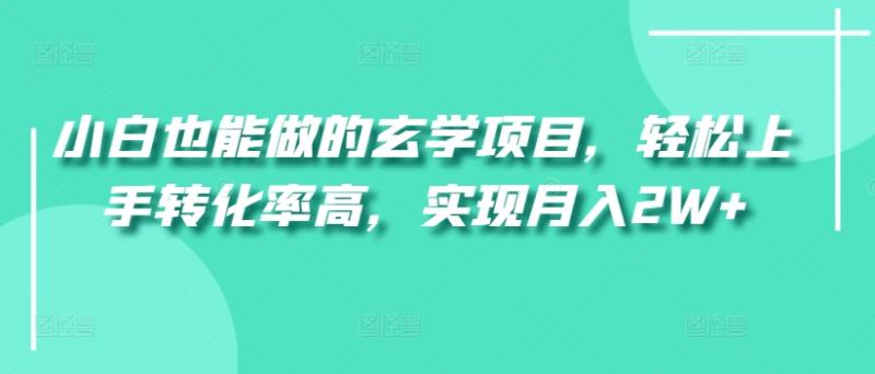 图片[1]-小白也能做的玄学项目，轻松上手转化率高，实现月入2W+-大松资源网