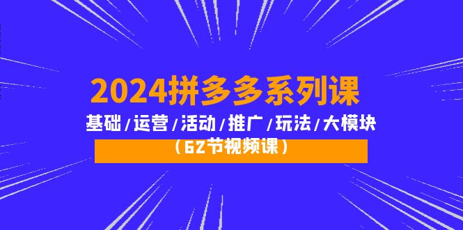 图片[1]-（10019期）2024拼多多系列课：基础/运营/活动/推广/玩法/大模块（62节视频课）-大松资源网