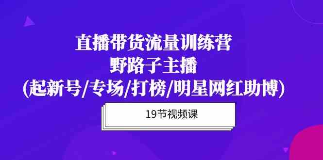 图片[1]-直播带货流量特训营，野路子主播(起新号/专场/打榜/明星网红助博)-大松资源网