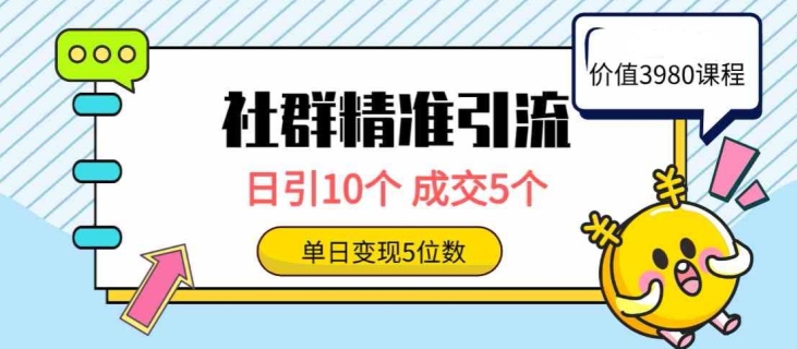 图片[1]-社群精准引流高质量创业粉，日引10个，成交5个，变现五位数-大松资源网