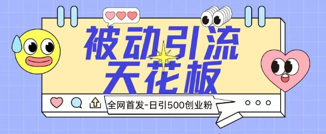 图片[1]-全网首发被动引流天花板 日引500+创业粉-大松资源网