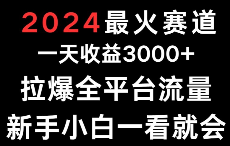 图片[1]-2024最火赛道一天收益3000+拉爆全平台流量新手小白一看就会-大松资源网