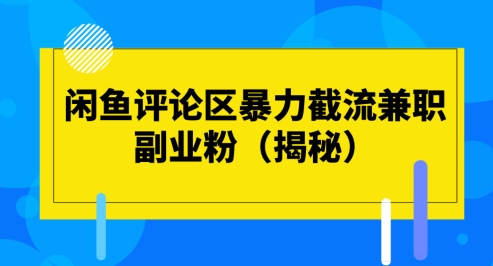 图片[1]-闲鱼评论区暴力截流兼职副业粉(揭秘)-大松资源网