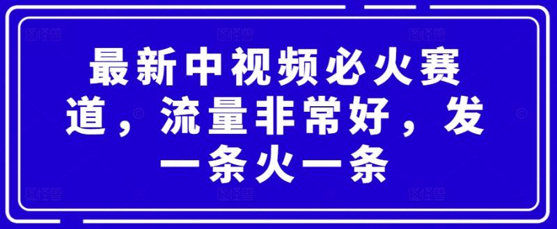 图片[1]-最新中视频必火赛道，流量非常好，发一条火一条-大松资源网