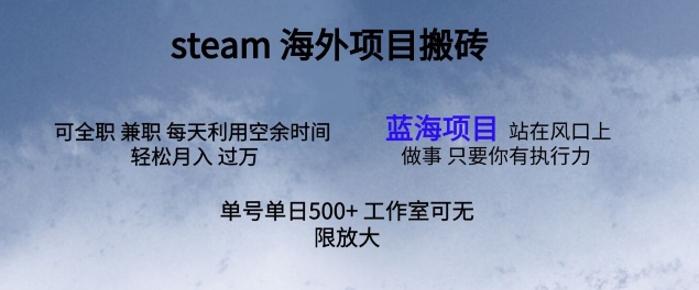 图片[1]-最新项目steam搬砖，单号日入500+-大松资源网