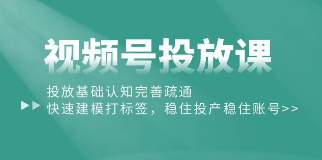 图片[1]-（10205期）视频号投放课：投放基础认知完善疏通，快速建模打标签，稳住投产稳住账号-大松资源网