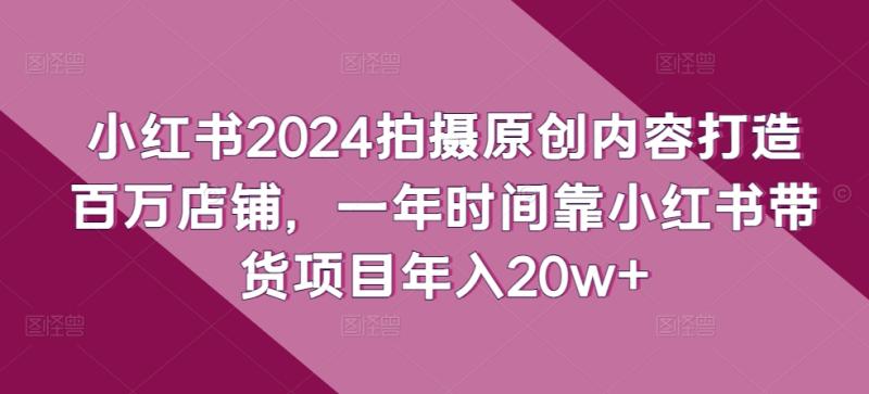 图片[1]-小红书2024拍摄原创内容打造百万店铺，一年时间靠小红书带货项目年入20w+-大松资源网