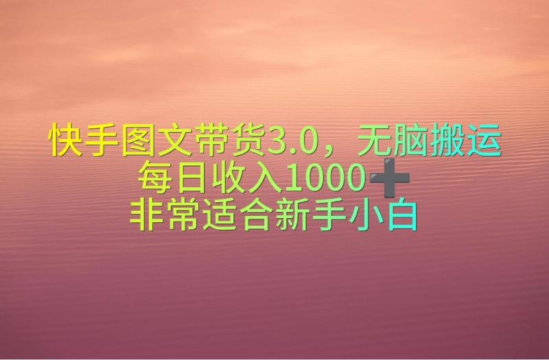 图片[1]-（10252期）快手图文带货3.0，无脑搬运，每日收入1000＋，非常适合新手小白-大松资源网