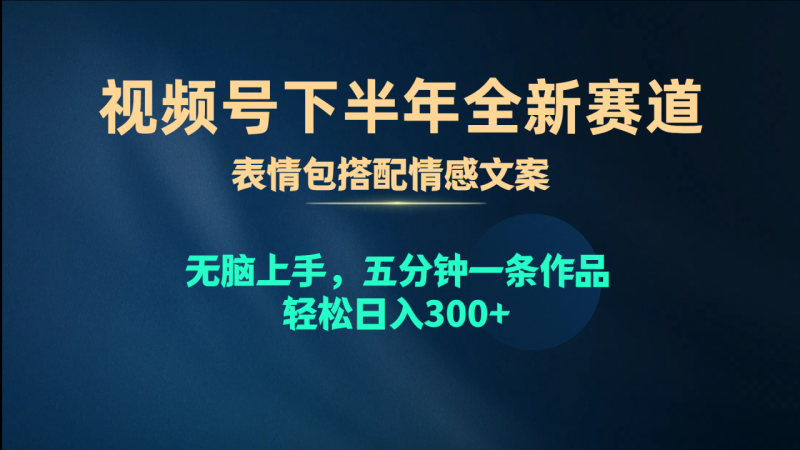 图片[1]-（10267期）视频号下半年全新赛道，表情包搭配情感文案 无脑上手，五分钟一条作品轻松日入300+-大松资源网