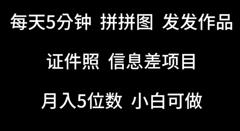 图片[1]-每天5分钟，拼拼图发发作品，证件照信息差项目，小白可做【揭秘】-大松资源网