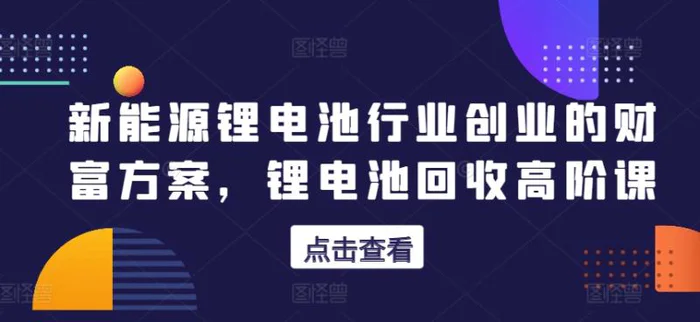 图片[1]-新能源锂电池行业创业的财富方案，锂电池回收高阶课-大松资源网