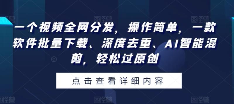 图片[1]-一个视频全网分发，操作简单，一款软件批量下载、深度去重、AI智能混剪，轻松过原创-大松资源网