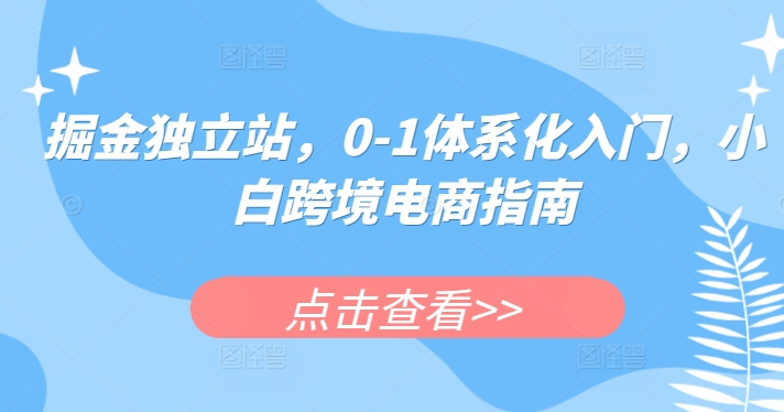 图片[1]-掘金独立站，0-1体系化入门，小白跨境电商指南-大松资源网