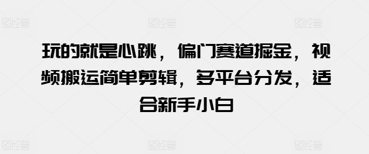 图片[1]-玩的就是心跳，偏门赛道掘金，视频搬运简单剪辑，多平台分发，适合新手小白【揭秘】-大松资源网