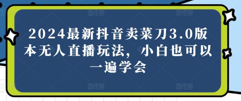 图片[1]-2024最新抖音卖菜刀3.0版本无人直播玩法，小白也可以一遍学会【揭秘】-大松资源网