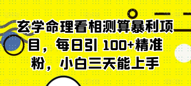 图片[1]-玄学命理看相测算暴利项目，每日引 100+精准粉，小白三天能上手-大松资源网