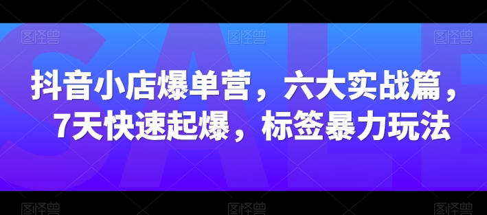 图片[1]-抖音小店爆单营，六大实战篇，7天快速起爆，标签暴力玩法-大松资源网