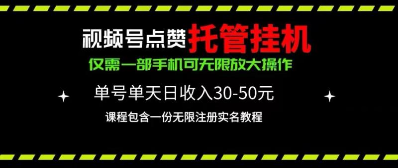 图片[1]-（10644期）视频号点赞托管挂机，单号单天利润30~50，一部手机无限放大（附带无限…-大松资源网