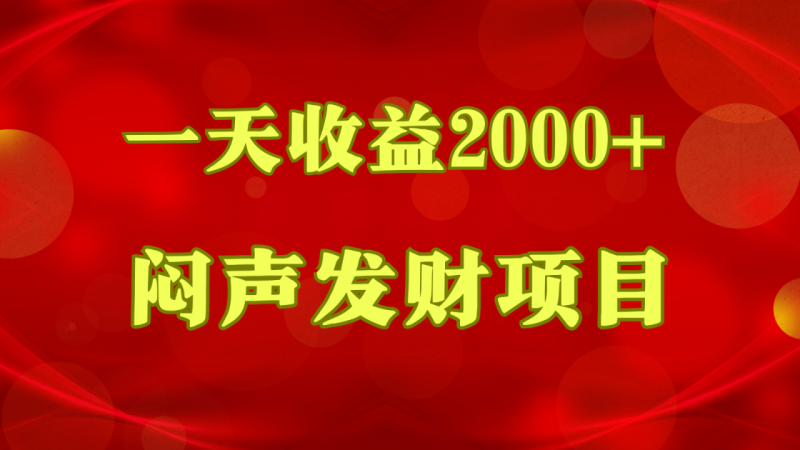 图片[1]-闷声发财，一天收益2000+，到底什么是赚钱，看完你就知道了-大松资源网