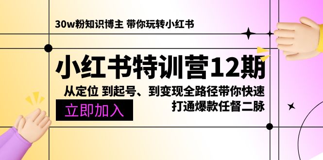 图片[1]-（10666期）小红书特训营12期：从定位 到起号、到变现全路径带你快速打通爆款任督二脉-大松资源网