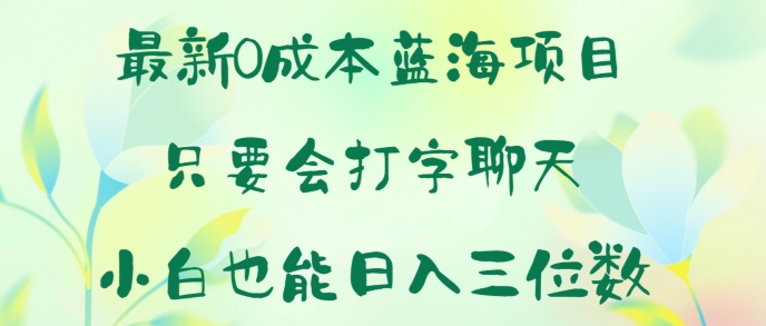 图片[1]-最新0成本蓝海项目 只要会打字聊天 小白也能日入一张-大松资源网